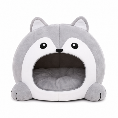 Enclosed Plush Cat Cave Bed – Indoor Igloo Cave House with Removable Padded Cushion for Small Dogs and Kittens