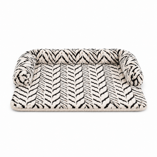 Bolster Dog Couch Mat – Furniture Pet Bed with Raised Headrest for Sofas and Chairs