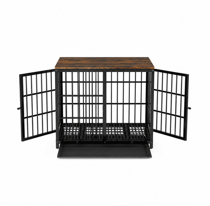 Furniture Three Door Dog Crate – End-Table Pet Kennel with Removable Tray for Indoor Dogs