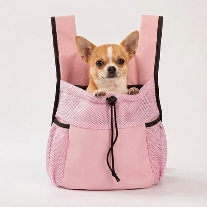 Hands-Free Breathable Pet Carrier Backpack – Adjustable Front Chest Pack for Cycling and Outdoor Travel