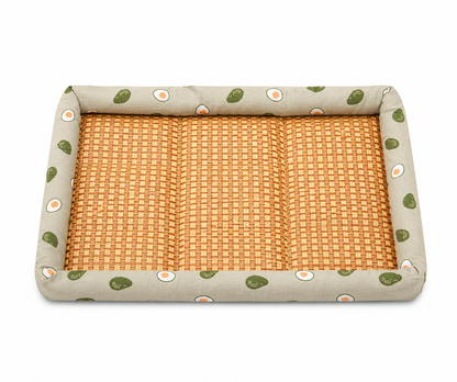 Bolster Cooling Pet Mat – Breathable Summer Lounger Bed with Padded Headrest Pillow for Dogs and Cats