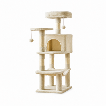 Multi-Tier Climbing Cat Tree – Modern Pet Tower with Scratching Posts Plush Perches and Play Balls