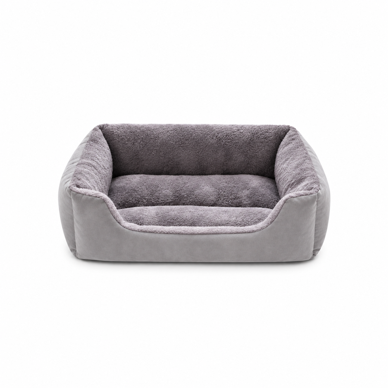 Rectangular Plush Cat Bed – Plush Cuddler Lounger with Low Front Step-In Entry for Cats and Dogs