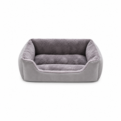 Rectangular Plush Cat Bed – Plush Cuddler Lounger with Low Front Step-In Entry for Cats and Dogs