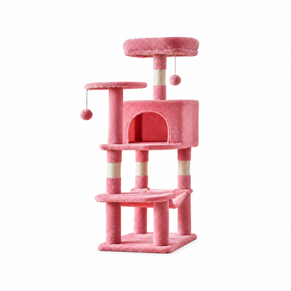 Multi-Tier Climbing Cat Tree – Modern Pet Tower with Scratching Posts Plush Perches and Play Balls