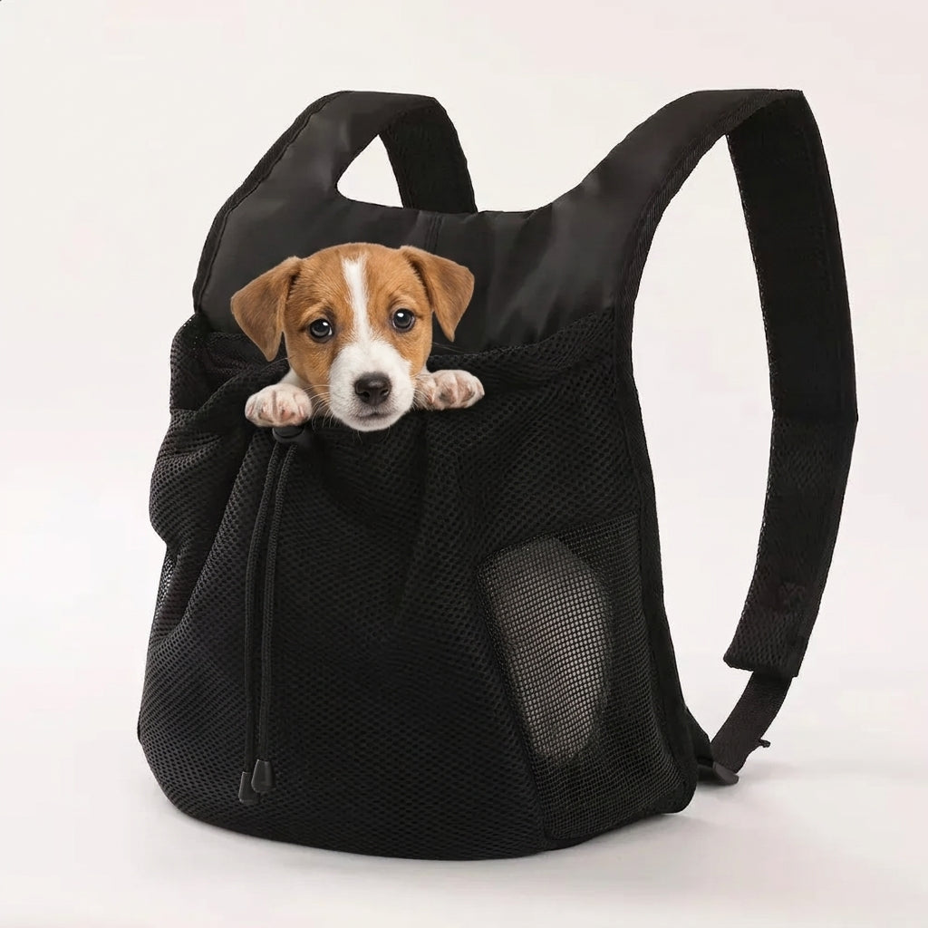 Hands-Free Breathable Pet Carrier Backpack – Adjustable Front Chest Pack for Cycling and Outdoor Travel