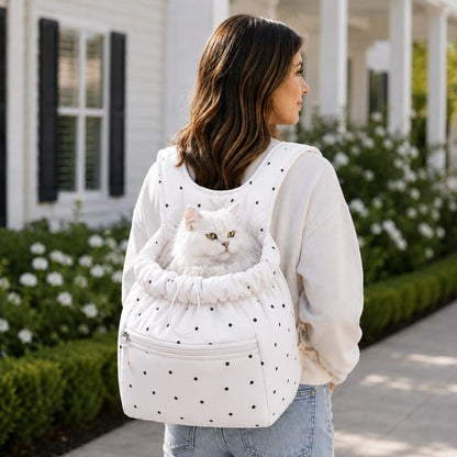 Hands-Free Drawstring Pet Carrier Backpack – Breathable Mesh Opening with Front Storage Pocket for Small Cats and Dogs