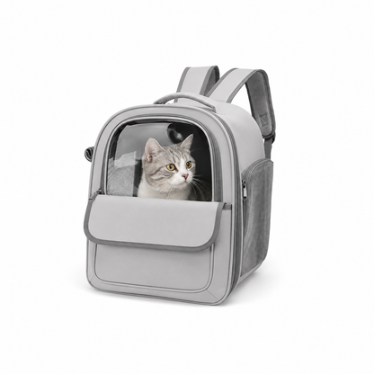 Clear-Window Breathable Cat Backpack – Pet Carrier with Mesh Ventilation Side Pockets and Padded Straps for Small Dogs