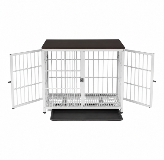 Furniture Three Door Dog Crate – End-Table Pet Kennel with Removable Tray for Indoor Dogs