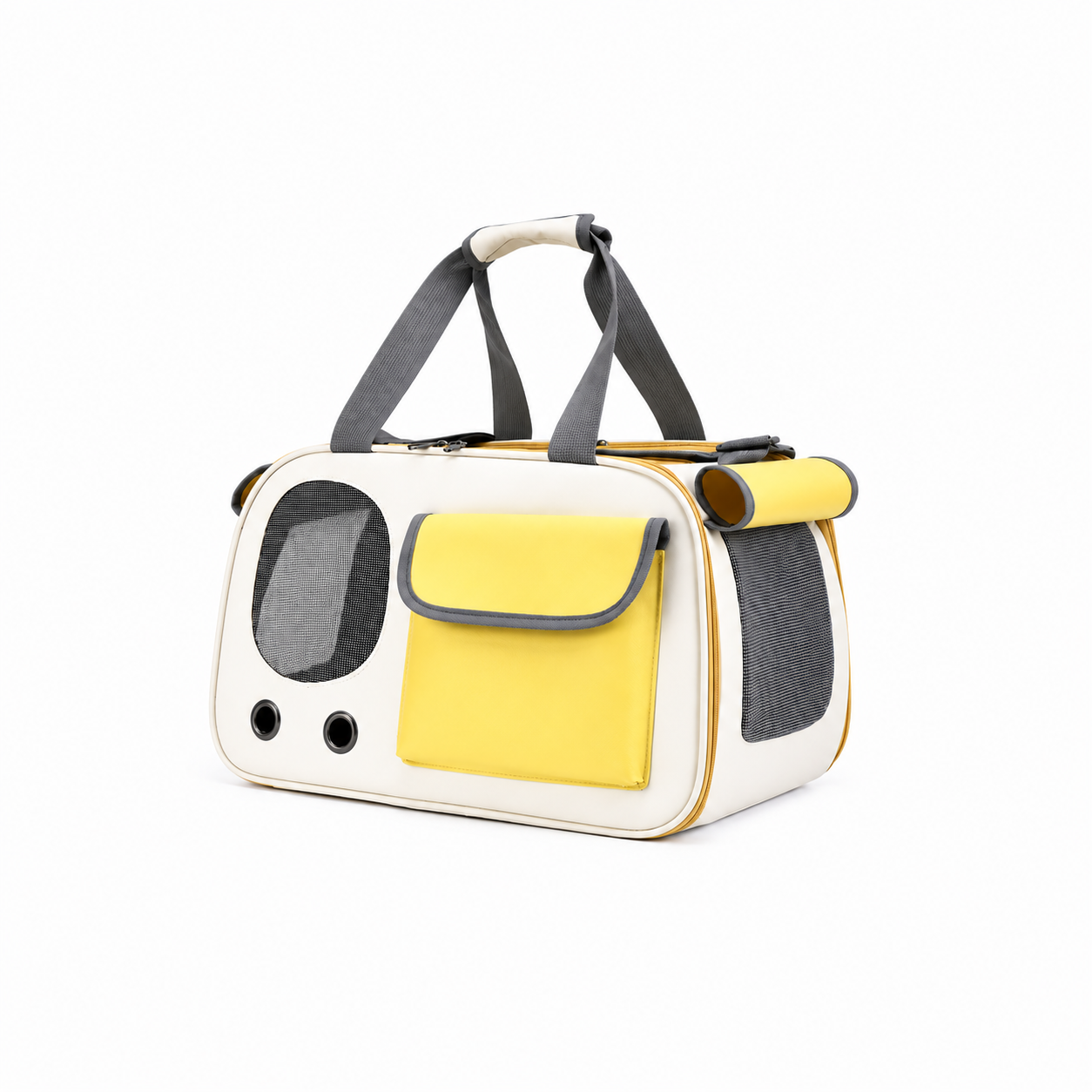 Breathable Front-Pocket Pet Carrier Bag – Soft-Sided Travel Tote with Mesh Windows and Grommet Airflow Vents for Cats