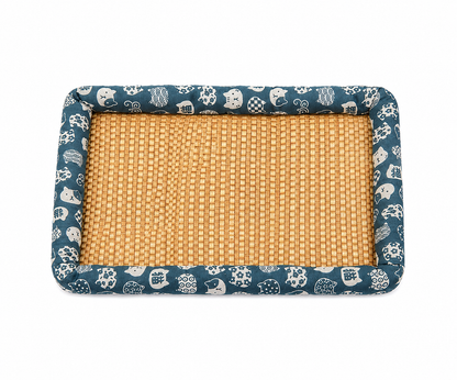 Bolster Cooling Pet Mat – Breathable Summer Lounger Bed with Padded Headrest Pillow for Dogs and Cats