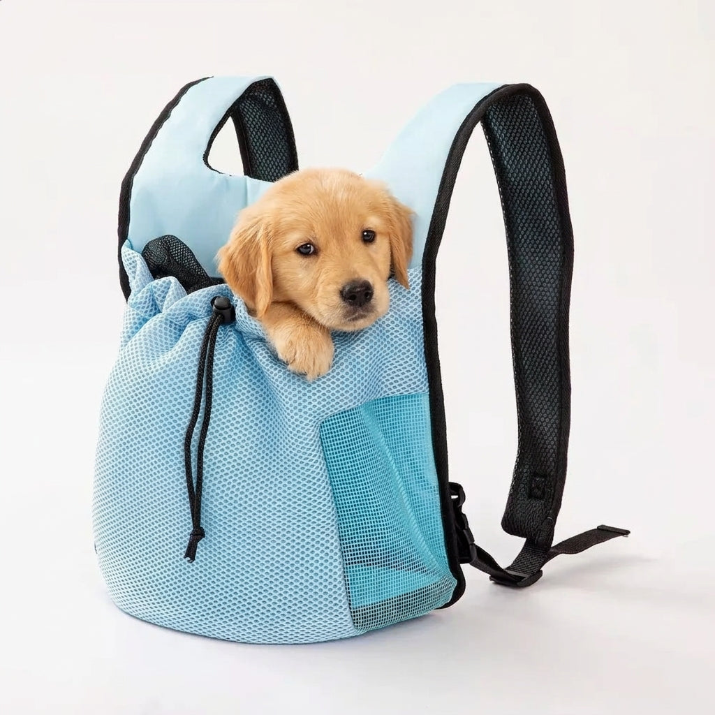 Hands-Free Breathable Pet Carrier Backpack – Adjustable Front Chest Pack for Cycling and Outdoor Travel