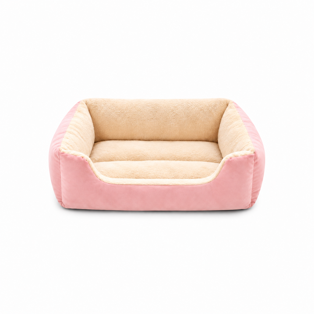 Rectangular Plush Cat Bed – Plush Cuddler Lounger with Low Front Step-In Entry for Cats and Dogs