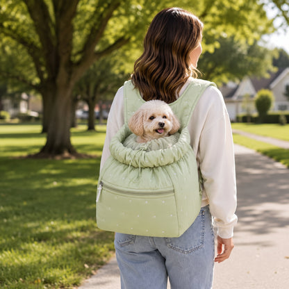 Hands-Free Drawstring Pet Carrier Backpack – Breathable Mesh Opening with Front Storage Pocket for Small Cats and Dogs