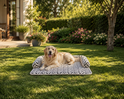 Bolster Dog Couch Mat – Furniture Pet Bed with Raised Headrest for Sofas and Chairs