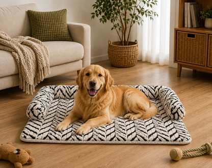 Bolster Dog Couch Mat – Furniture Pet Bed with Raised Headrest for Sofas and Chairs
