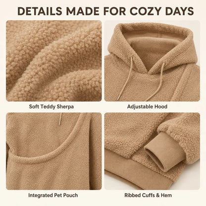 Kangaroo Pouch Pet Carrier Hoodie – Hands-Free Cuddle Sweatshirt Pullover with Front Pocket for Puppies and Cats