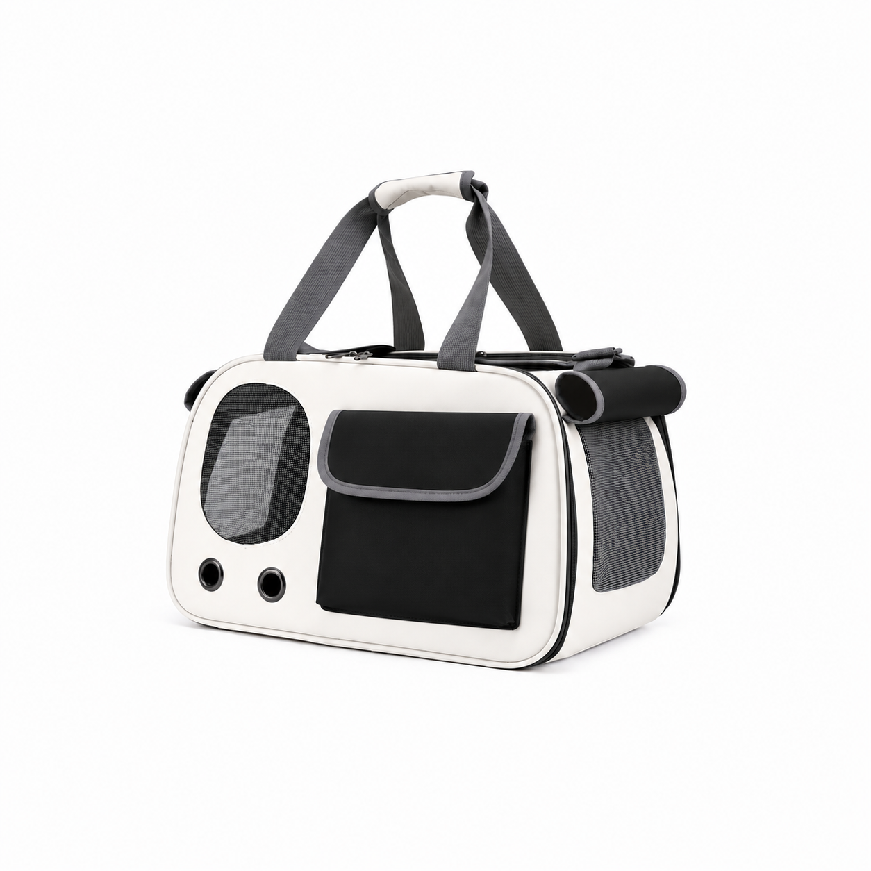 Breathable Front-Pocket Pet Carrier Bag – Soft-Sided Travel Tote with Mesh Windows and Grommet Airflow Vents for Cats
