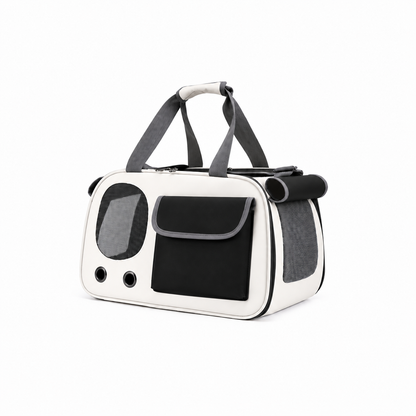 Breathable Front-Pocket Pet Carrier Bag – Soft-Sided Travel Tote with Mesh Windows and Grommet Airflow Vents for Cats