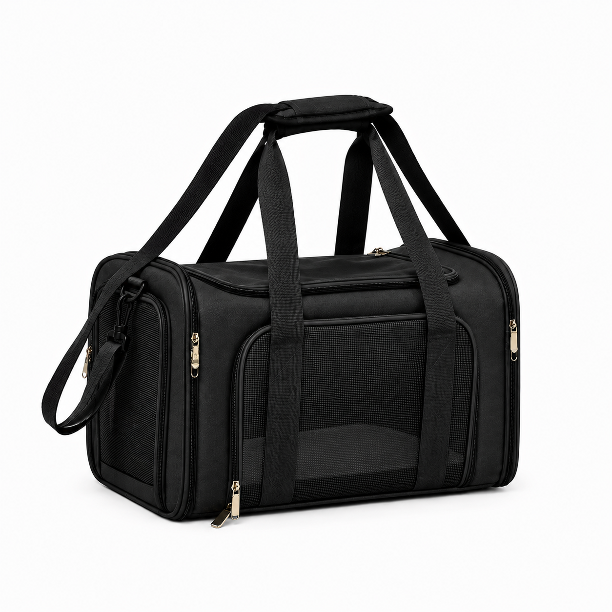 Breathable Foldable Pet Carrier – Soft-Sided Travel Bag with Mesh Windows Shoulder Strap and Removable Fleece Mat