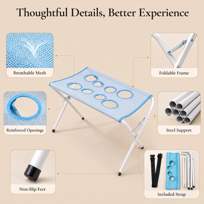 Folding Elevated Dog Grooming Stand – Hammock Station for Cat Bathing, Shower Washing and Nail Trimming