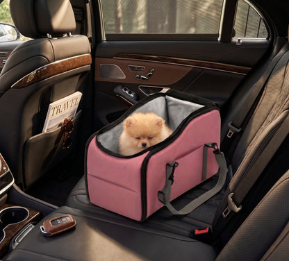 Multi-Functional Console Pet Car Seat – 4-in-1 Travel Carrier Bag and Backpack with Mesh Sunroof for Small Dogs and Cats