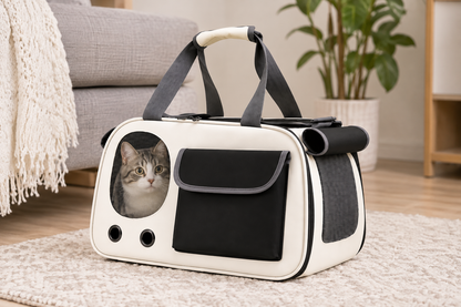 Breathable Front-Pocket Pet Carrier Bag – Soft-Sided Travel Tote with Mesh Windows and Grommet Airflow Vents for Cats