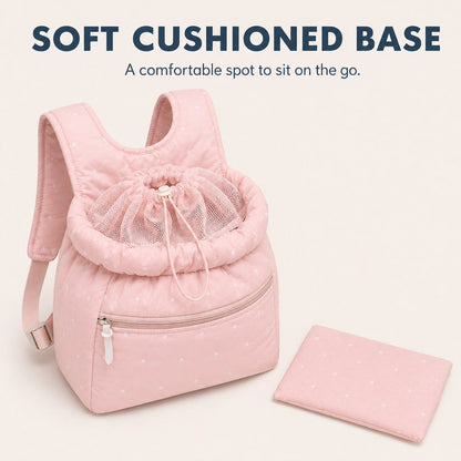 Hands-Free Drawstring Pet Carrier Backpack – Breathable Mesh Opening with Front Storage Pocket for Small Cats and Dogs