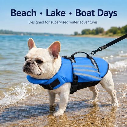 Reflective Wing Dog Life Jacket – High-Buoyancy Pet Swim Vest with Chin Float and Rescue Handle