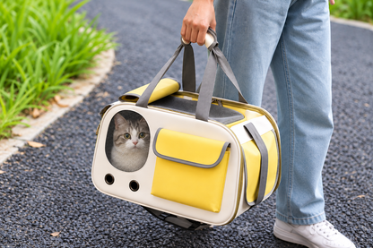 Breathable Front-Pocket Pet Carrier Bag – Soft-Sided Travel Tote with Mesh Windows and Grommet Airflow Vents for Cats