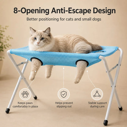 Folding Elevated Dog Grooming Stand – Hammock Station for Cat Bathing, Shower Washing and Nail Trimming