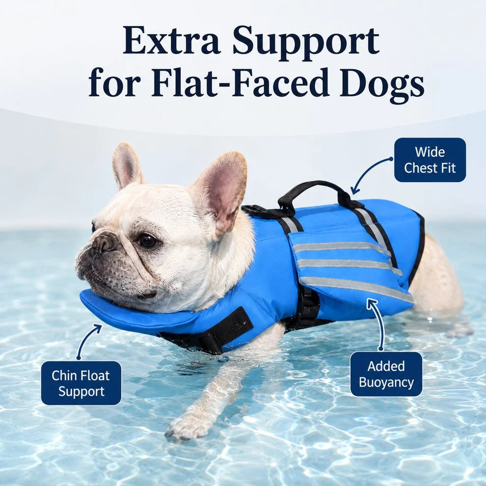 Reflective Wing Dog Life Jacket – High-Buoyancy Pet Swim Vest with Chin Float and Rescue Handle