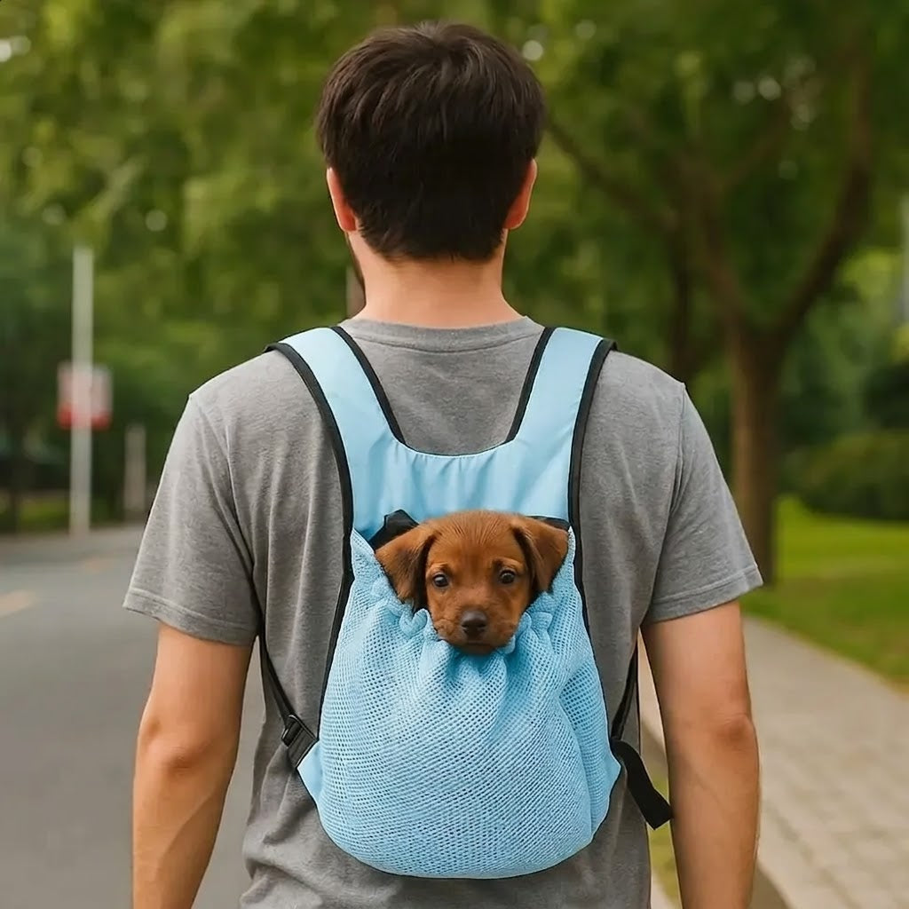 Hands-Free Breathable Pet Carrier Backpack – Adjustable Front Chest Pack for Cycling and Outdoor Travel