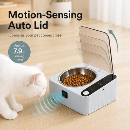 Pawzek Automatic Pet Feeder Motion Sensor Bowl with Stainless Steel Dish