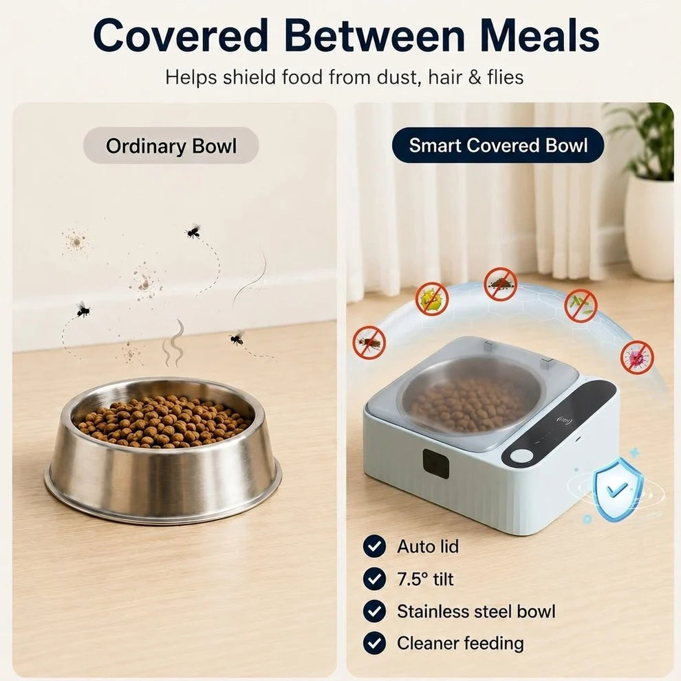 Pawzek Automatic Pet Feeder Motion Sensor Bowl with Stainless Steel Dish